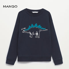MANGO NAVY LET'S ROLL COTTON BLEND SWEATSHIRT