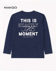 MANGO NAVY LONG SLEEVE RIGHT NOW GRAPHIC T-SHIRT