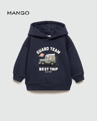 MANGO NAVY PATH PRINT HOODED SWEATSHIRT 77005156