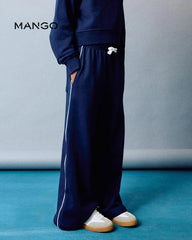 MANGO NAVY PRINTED TROUSER WITH SIDE STRIPE 17063288