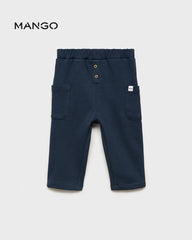 MANGO NAVY STRAIGHT FIT BUTTONS TROUSER 17064076