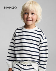MANGO NAVY STRIPED COTTON BLEND SWEATSHIRT 87055962