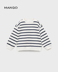 MANGO NAVY STRIPED COTTON BLEND SWEATSHIRT 87055962
