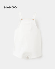 MANGO OFF WHITE COTTON DUNGAREE WITH POCKET