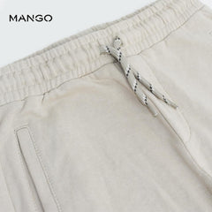 MANGO OFF WHITE COTTON JOGGER TROUSER