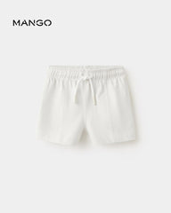 MANGO OFF WHITE COTTON SHORTS WITH DRAWSTRING