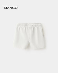 MANGO OFF WHITE COTTON SHORTS WITH DRAWSTRING