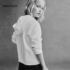 MANGO OFF WHITE DINA ZIPPED HOODIE 77063290