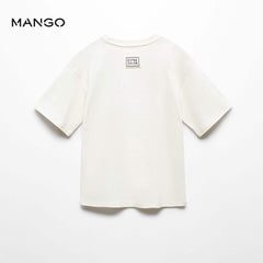 MANGO OFF WHITE EMBOSSED PRINTED T-SHIRT 67066036