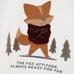 MANGO OFF WHITE FOX ATTITUDE PRINTED T-SHIRT