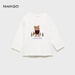MANGO OFF WHITE FOX ATTITUDE PRINTED T-SHIRT