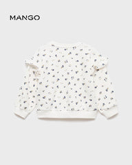 MANGO OFF WHITE RUFFLE DETAIL SWEATSHIRT