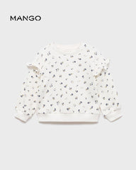 MANGO OFF WHITE RUFFLE DETAIL SWEATSHIRT