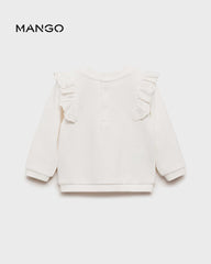 MANGO OFF WHITE RUFFLED SLEEVE SWEATSHIRT 87031054