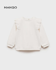 MANGO OFF WHITE RUFFLED SLEEVE SWEATSHIRT 87031054
