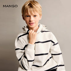 MANGO OFF WHITE STRIPED HOODED SWEATSHIRT 77007937