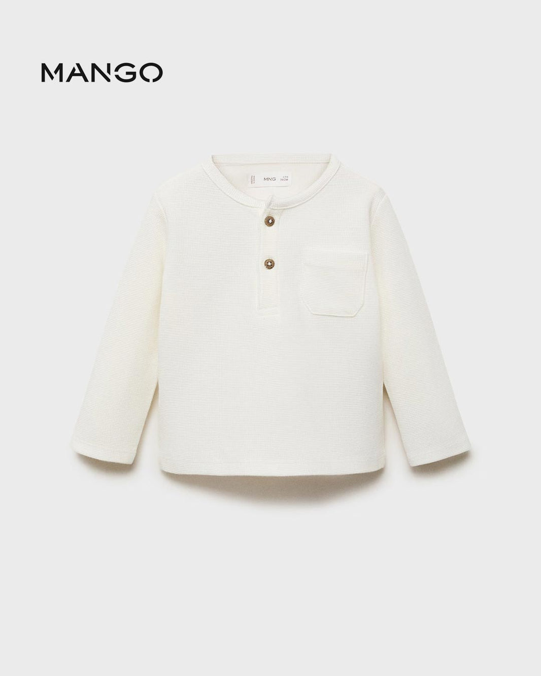 MANGO OFF WHITE TEXTURE LONG SLEEVE T-SHIRT