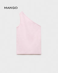 MANGO PINK ASYMMETRICAL RIBBED TOP