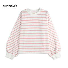 MANGO PINK STRIPED COTTON SWEATSHIRT