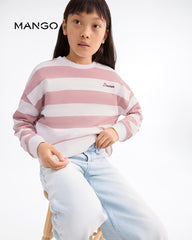 MANGO PINK STRIPED DREAMER SWEATSHIRT 17023293