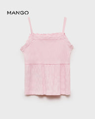 MANGO PINK TOP WITH SWISS EMBROIDERY DETAIL TOP