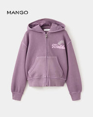 MANGO PURPLE MALIBU PRINTED ZIP UP HOODIE