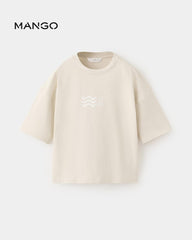 MANGO SAND COTTON BLEND SHORT SLEEVE T-SHIRT 27026343