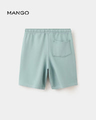 MANGO TURQUOISE COTTON BERMUDA SHORTS 27098267