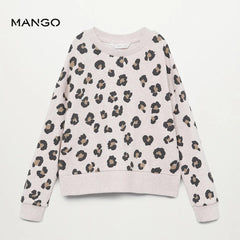 MANGO WHITE CHEETA DOT PRINT SWEATSHIRT WITH TROUSER SET