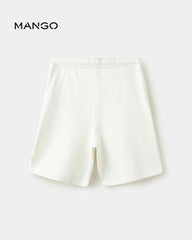 MANGO WHITE COTTON SHORTS WITH DRAWSTRINGS 37061409