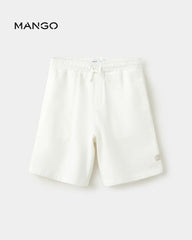 MANGO WHITE COTTON SHORTS WITH DRAWSTRINGS 37061409
