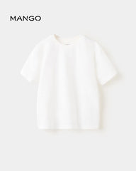 MANGO WHITE ESSENTIAL COTTON BLEND T-SHIRT