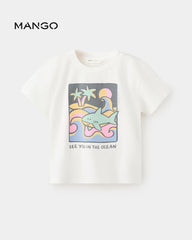 MANGO WHITE IN THE OCEAN PRINTED COTTON T-SHIRT