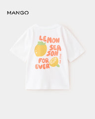 MANGO WHITE LEMON SEA SON SHORT SLEEVE T-SHIRT
