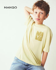MANGO YELLOW WAVE COTTON BLEND T-SHIRT