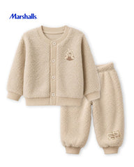 MARSHALLS BEIGE WINNIE THE POOH FLEECE CARDIGAN WITH JOGGER SET