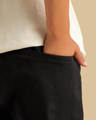 MAX BLACK PLAIN COTTON SHORTS WITH POCKETS