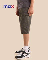 MAX CHARCOAL GREY PLAIN COTTON CARGO SHORTS