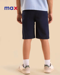 MAX DARK NAVY PLAIN COTTON SHORTS WITH POCKETS