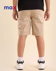 MAX LIGHT BEIGE PLAIN COTTON SHORTS WITH POCKET