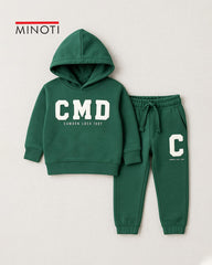 MINOTI GREEN CMD FLEECE HOODIE WITH TROUSER SET