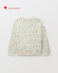 MONOPIX OFF WHITE BADMINTON PRINT SWEATSHIRT