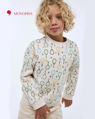 MONOPIX OFF WHITE BADMINTON PRINT SWEATSHIRT
