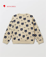 MONOPRIX BEIGE BEAR PRINT SWEATSHIRT