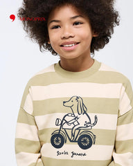 MONOPRIX BEIGE STRIPED DOG PRINT SWEATSHIRT