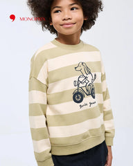 MONOPRIX BEIGE STRIPED DOG PRINT SWEATSHIRT