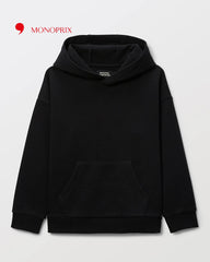 MONOPRIX BLACK PLAIN FLEECE HOODIE