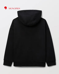 MONOPRIX BLACK PLAIN FLEECE HOODIE