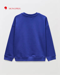MONOPRIX BLUE CAR APPLIQUE SWEATSHIRT