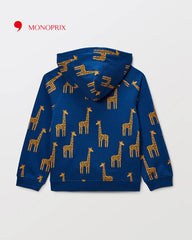 MONOPRIX BLUE GIARAFFE ZIP HOOD